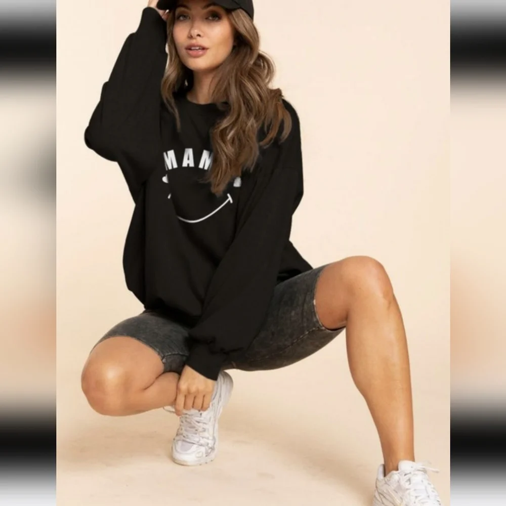 Blue Buttercup MAMA SMILEY HEART Graphic Sweatshirt - Picture 2 of 4